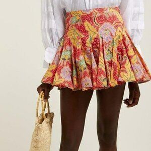 Rhode Resort Nora Skirt in Red Multi - Ruffled Floral Mini